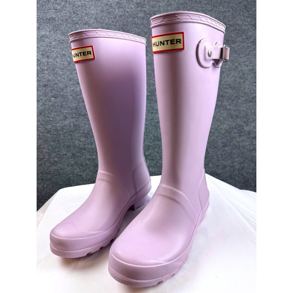 Hunter Orig Tall Rain Boots Lavender Pastel Purple Waterproof Girls Sz 2 Lit Kid